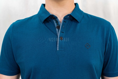 Turkusowa męska koszulka polo O-NIKOS VOLCANO - MODA SANOK