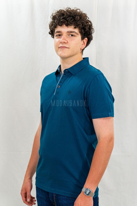 Turkusowa męska koszulka polo O-NIKOS VOLCANO - MODA SANOK