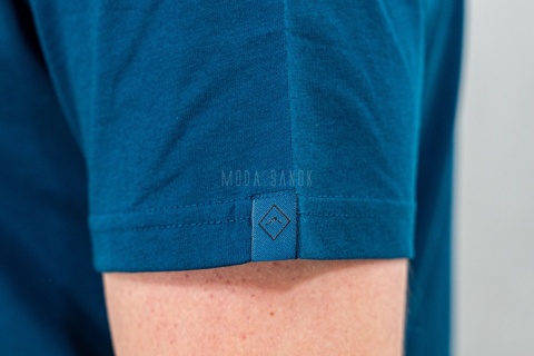 Turkusowa męska koszulka polo O-NIKOS VOLCANO - MODA SANOK