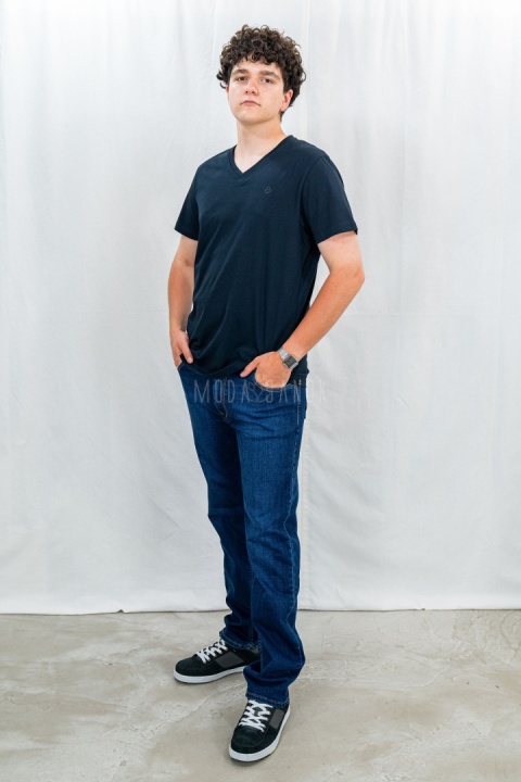 Granatowy T-shirt męski T-SLIT VOLCANO - MODA SANOK