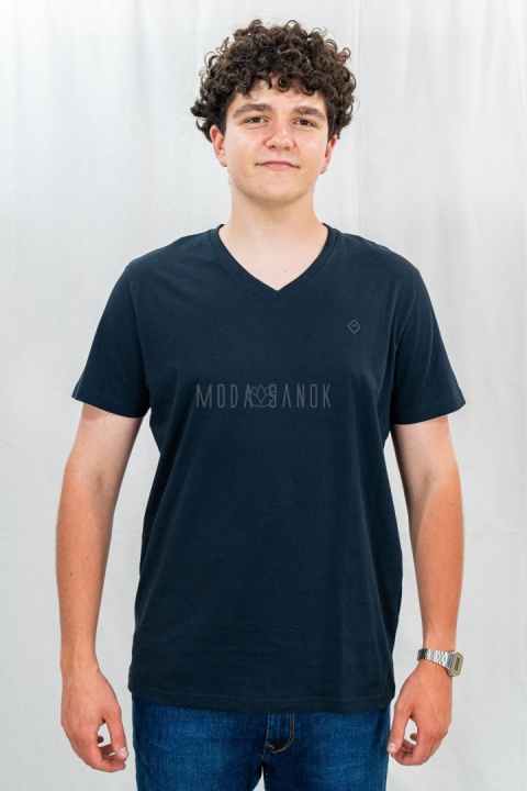 Granatowy T-shirt męski T-SLIT VOLCANO - MODA SANOK