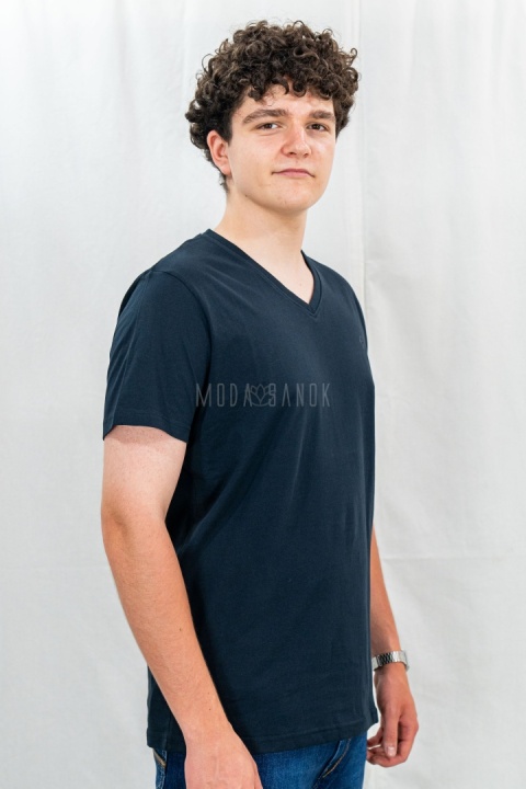 Granatowy T-shirt męski T-SLIT VOLCANO - MODA SANOK