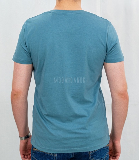 Niebieska koszulka męska T-BASIC VOLCANO - MODA SANOK