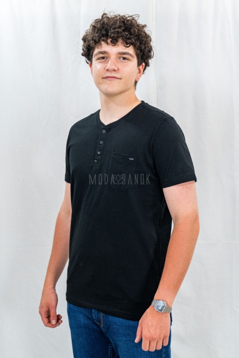 Czarna męska koszulka bawełniana T-HUBRIS VOLCANO - MODA SANOK