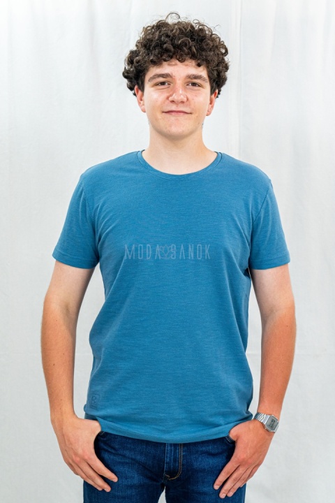 Niebieska męska koszulka basic T-MODE - MODA SANOK