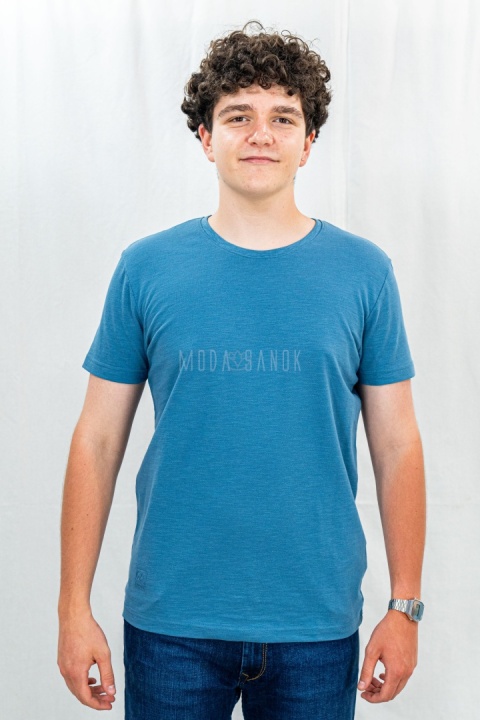 Niebieska męska koszulka basic T-MODE - MODA SANOK