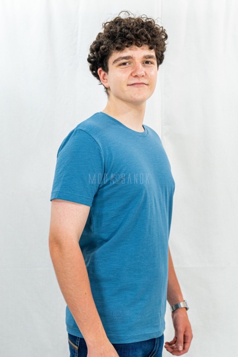 Niebieska męska koszulka basic T-MODE - MODA SANOK