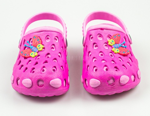Różowe kroksy z motylkiem SUPER COOL - MODA SANOK