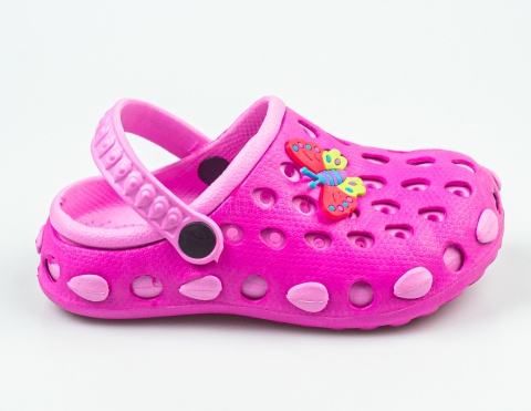 Różowe kroksy z motylkiem SUPER COOL - MODA SANOK