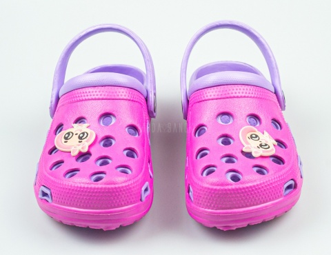 Różowo-fioletowe dziecięce kroksy z uroczą ozdobą NYMI - MODA SANOK