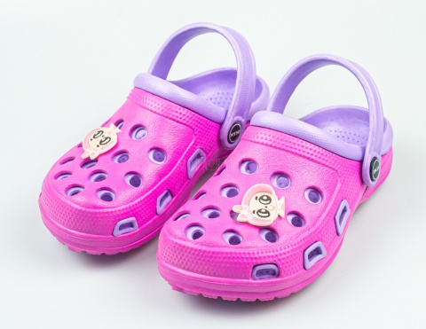 Różowo-fioletowe dziecięce kroksy z uroczą ozdobą NYMI - MODA SANOK