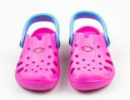 Różowe dziecięce kroksy z niebieskim paskiem AXIM - MODA SANOK