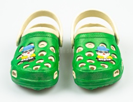 Zielono-beżowe dziecięce kroksy z zabawną ozdobą NYMI - MODA SANOK