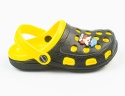 Czarno-żółte dziecięce kroksy z zabawną ozdobą NYMI - MODA SANOK