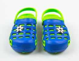 Zielono-niebieskie dziecięce kroksy z motywem piłki nożnej SUPER COOL - MODA SANOK