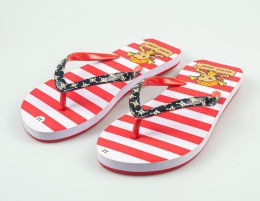 Japonki dziecięce z pirackim wzorem w czerwono-białe paski SUPER GEAR - MODA SANOK