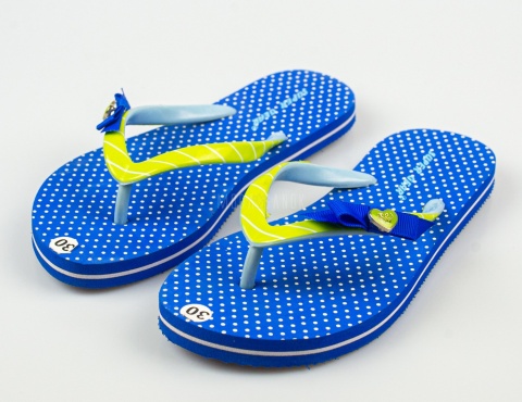 Niebieskie japonki dziecięce w białe groszki SUPER GEAR - MODA SANOK