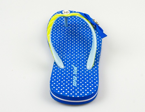 Niebieskie japonki dziecięce w białe groszki SUPER GEAR - MODA SANOK