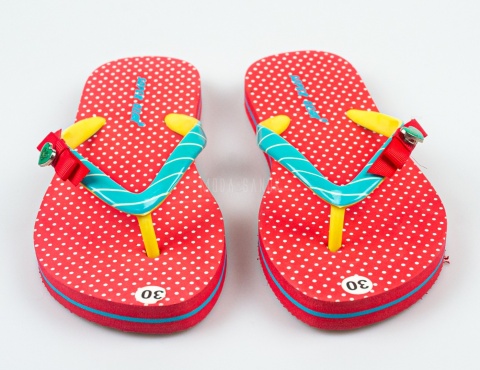 Czerwone japonki dziecięce w białe groszki SUPER GEAR - MODA SANOK