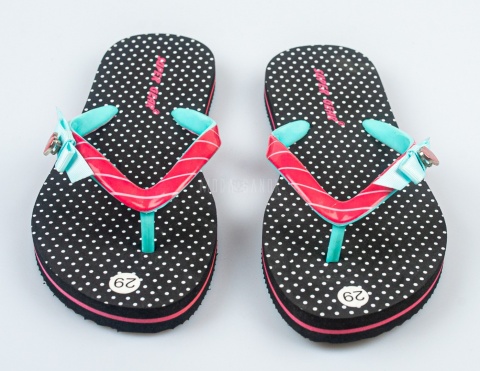 Czarne japonki dziecięce w białe groszki SUPER GEAR - MODA SANOK