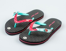 Czarne japonki dziecięce w białe groszki SUPER GEAR - MODA SANOK