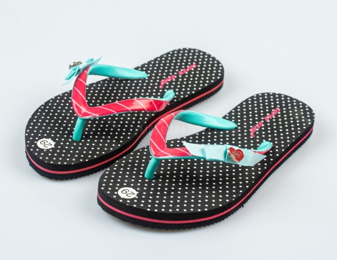 Czarne japonki dziecięce w białe groszki SUPER GEAR - MODA SANOK