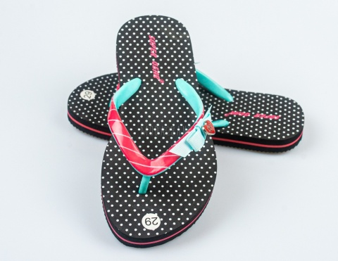 Czarne japonki dziecięce w białe groszki SUPER GEAR - MODA SANOK