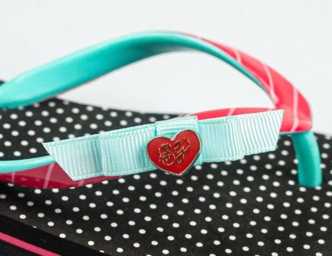 Czarne japonki dziecięce w białe groszki SUPER GEAR - MODA SANOK