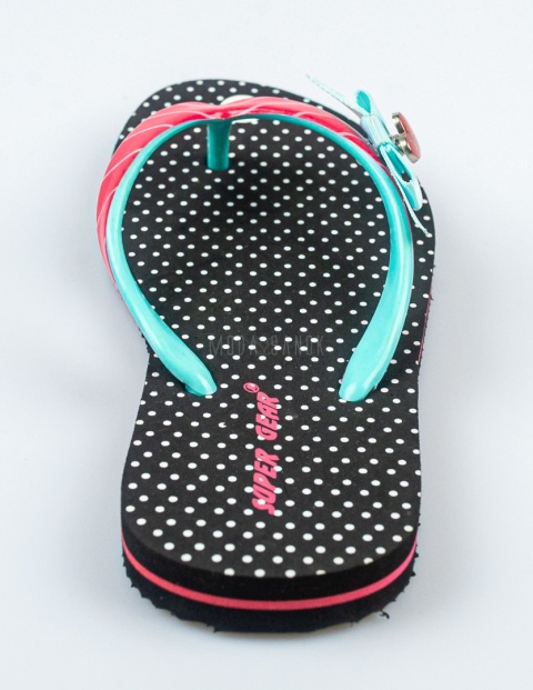 Czarne japonki dziecięce w białe groszki SUPER GEAR - MODA SANOK