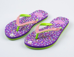 Fioletowe japonki z kwiecistym wzorem SUPER GEAR - MODA SANOK