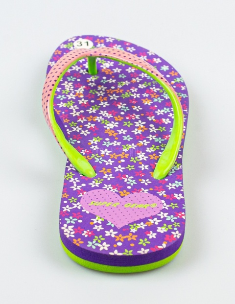 Fioletowe japonki z kwiecistym wzorem SUPER GEAR - MODA SANOK