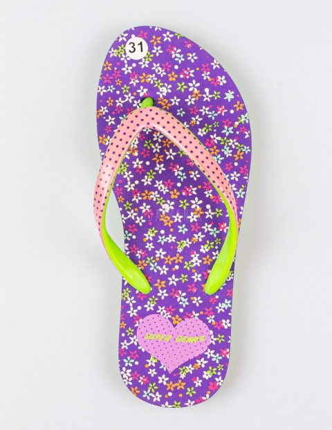 Fioletowe japonki z kwiecistym wzorem SUPER GEAR - MODA SANOK