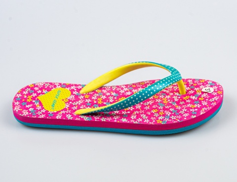 Różowe japonki z kwiecistym wzorem SUPER GEAR - MODA SANOK