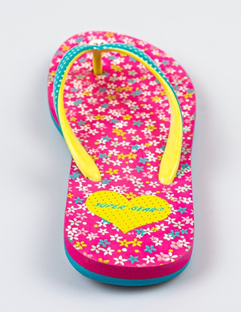 Różowe japonki z kwiecistym wzorem SUPER GEAR - MODA SANOK