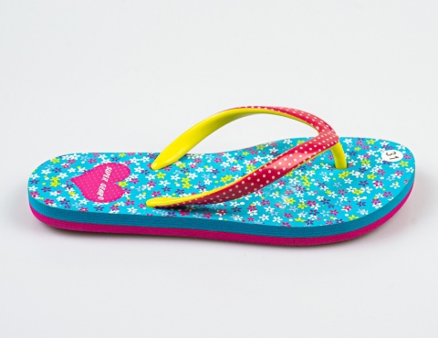 Turkusowe japonki z kwiecistym wzorem SUPER GEAR - MODA SANOK