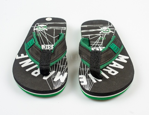 Czarne japonki z zielonymi detalami SUPER GEAR - MODA SANOK