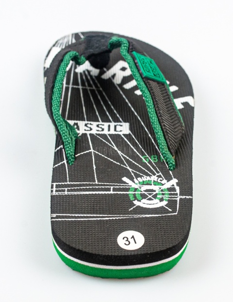 Czarne japonki z zielonymi detalami SUPER GEAR - MODA SANOK