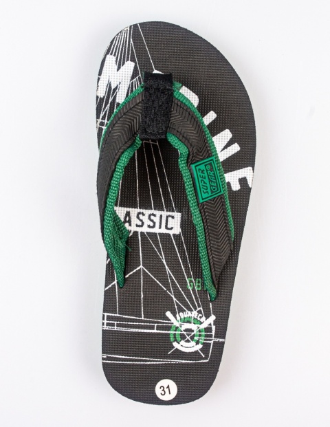 Czarne japonki z zielonymi detalami SUPER GEAR - MODA SANOK