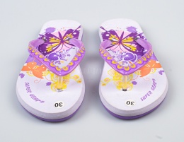 Liliowe japonki dziecięce z motylami SUPER GEAR - MODA SANOK