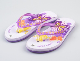 Liliowe japonki dziecięce z motylami SUPER GEAR - MODA SANOK