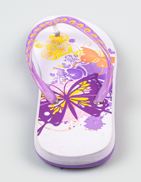 Liliowe japonki dziecięce z motylami SUPER GEAR - MODA SANOK