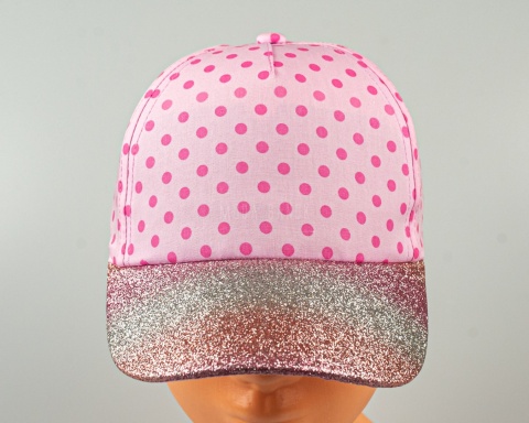 Różowa czapka z brokatowym daszkiem NOVITI - MODA SANOK