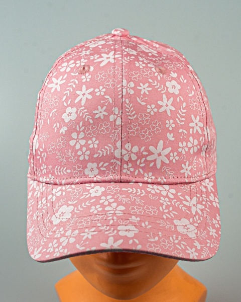 Różowa czapka z daszkiem w białe kwiatki YOCLUB - MODA SANOK