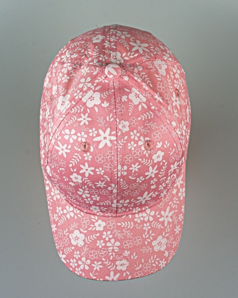 Różowa czapka z daszkiem w białe kwiatki YOCLUB - MODA SANOK