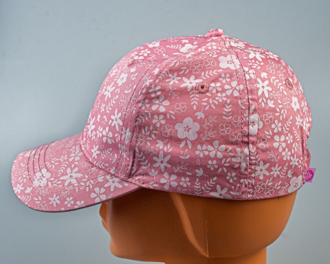 Różowa czapka z daszkiem w białe kwiatki YOCLUB - MODA SANOK