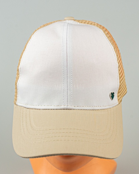 Biało-beżowa dziecięca czapka z daszkiem YOCLUB - MODA SANOK