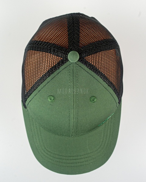 Ciemnozielona czapka z daszkiem z haftem gór YOCLUB - MODASANOK