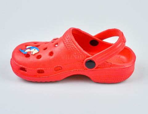 Czerwone kroksy dziecięce z przypinkami - MODA SANOK