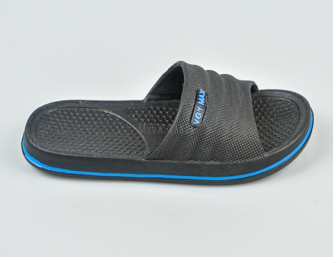 Czarne dziecięce klapki z niebieskim akcentem VGY MAX - MODA SANOK