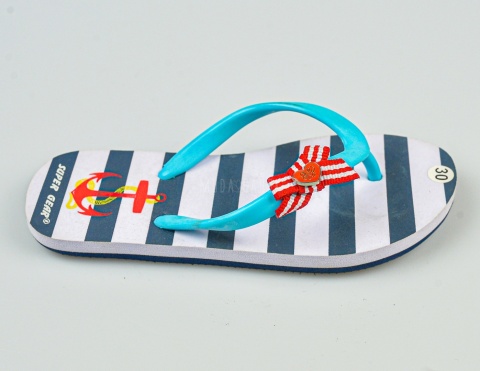 Japonki dziecięce piankowe w czarno-białe paski z wzorem kotwicy SUPER GEAR-MODA SANOK